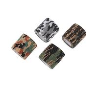 SUPVOX 4 Rolls Outdoor Camouflage Self Adhesive Compression Non Woven Fabric Wraps for Sports Protection and Skin Insulation Breathable Strapping Tape for Injury Support
