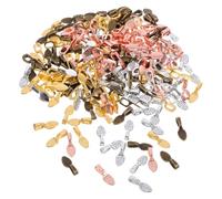 SUPVOX 400pcs Flat and Oval Pendant Bails Set for Jewelry Making, Small Glue-on Bail Charms Metal Rings, Multi-Color 4x100pcs for Necklace and Earring DIY Crafts