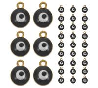SUPVOX 40pcs DIY Evil Eye Alloy Charms for Jewelry Making, Small 7x9mm Black Pendants for Earrings Necklace Bracelets, Hand-made Craft Accessories for Halloween and Everyday Jewelry