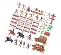 SUPVOX 43pcs Mini Figurines Western Cowboy Wagon Simulation Decorative Figures for Educational Playset Architectural Model Mini Garden Scene Collectible Role Playing for Boys