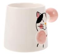 SUPVOX 450ml Ceramic Cat Appearance Drinking Cup Comfortable to Touch Creative and Unique Red Mug for Home and Bar Use, Adorable Breakfast Cup with Lovely Design