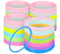 SUPVOX 48 Pieces Glow In The Dark Silicone Wristbands, Luminous Night Running Bracelets, Wide and Round Mixed Colors Party Favors Set