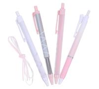 SUPVOX 4pcs 0.5mm Black Ink Gel Retractable Press Pens Set with Ribbon, Fine Tip Ballpoint Pens for School, Journaling, and Note Taking, Smooth Quick-dry Writing Supplies for Students