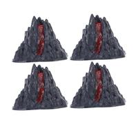 SUPVOX 4Pcs 8Cm Artificial Volcano Miniature Lava Landscape Models for Science Education, Dinosaur Scene Decorations, Plastic Volcano Party Favors and Learning Supplies