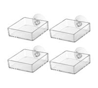 SUPVOX 4pcs Acrylic Aquarium Feeding Tray with Suction Cups, Fish and Shrimp Feeder Bowl 6.5cm for Fish Tank Feeding and Home Aquarium Use