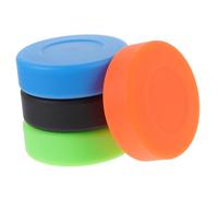 SUPVOX 4Pcs Adjustable Hardness Hockey Training Pucks PVC Flat Ice Hockey Practicing Pucks with Grass Green Orange Blue Black for Teen and Adult Indoor Outdoor Use