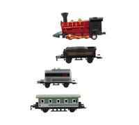 SUPVOX 4Pcs Alloy Retro Steam Train Set Pull Back Vehicle Model for Boys Educational Anti-wear Play with Connectable Cars Red
