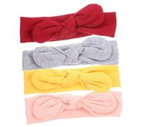 SUPVOX 4pcs Baby Girl Headbands and Toddler Hair Bows Elastic Non-slip Hair Accessories for Newborns and Girls Pink, Grey, Yellow, and Wine Red Colors