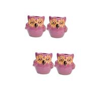 SUPVOX 4pcs Big Eyes Owl Shaped Succulent Pots Mini Ceramic Flower Planters Drainage for Seedlings Cuttings Purple Decorative Holders for