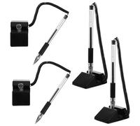 SUPVOX 4pcs Black 0.5mm Gel Writing Pens with Desktop Stand for Office Business Hotel Guest Book Signature, Plastic Counter Signature Pen Set for Reception and Signing Tasks