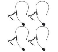 SUPVOX 4pcs Black Omnidirectional Loudspeaker Microphones with Recording, Plastic Headworn Wired Microphone Set for Voice Amplifier and Speaker Use