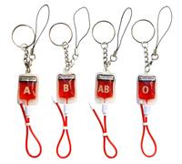 SUPVOX 4pcs Blood Type Keychain Set A B AB O Keyring Pendant Charm