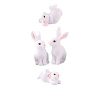 SUPVOX 4Pcs Bunny Decor Resin Rabbit Ornaments for Home and Garden Micro Landscape Cute Tabletop Adornments for Easter and Indoor Decorative Display