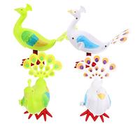 SUPVOX 4pcs Cartoon Peacock Wind Up Fun Engaging Clockwork Plaything for Encourages Crawling Hand Eye Coordination Creative Design for Early Learning
