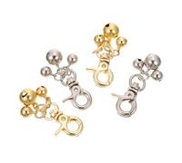 SUPVOX 4Pcs Cat Collar Bell Charms with Double Bells Design Silver Gold Pet Pendant Keychains for Hanging Decoration Sound Accessories for Cats Dogs Keys Home and Outdoor Use