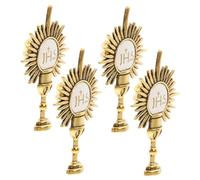 SUPVOX 4pcs Catholic First Communion Lapel Pin Set, Gold Plated Holy Chalice Brooch, Religious Tie and Hat Pin for Unisex, Communion Accessories for Church Clothing