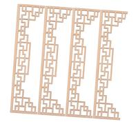 SUPVOX 4pcs Chinese Architectural Wood Appliques Unfinished Carved Beam Onlays for Dollhouse Furniture Sand Table DIY Decor Sturdy Wood Model Accessories with Intricate Traditional Design