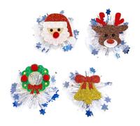SUPVOX 4Pcs Christmas Hair Clips Cute Xmas Barrette Hair Accessories for Holiday Hairpin Decor with Reindeer Bell and Wreath Designs