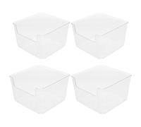 SUPVOX 4pcs Clear Plastic Hamster Bath Box with Nonslip Bottom Small Transparent Sand Bath Container for Gerbils Guinea Pigs and Small Pets Lightweight Multi-use Bathroom Tray for Digging