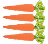 SUPVOX 4pcs Cloth Carrot Ornaments for Easter Decoration, Cartoon Style Artificial Vegetables with Delicate Appearance Design, for Shelves and Tiered Tray Scene Decorating