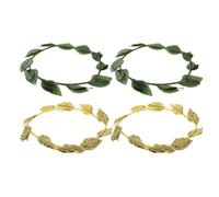 SUPVOX 4Pcs Cosplay Leaf Crown Headband Set, Gold and Leaf Wreath Headpiece for Masquerade, Carnival, Renaissance Fairs and Costume Party Accessories
