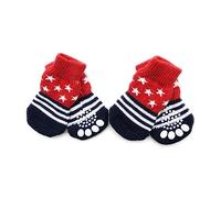 SUPVOX 4pcs Cotton Pet Socks Warm Dog Stockings Small Socks for Poodle Star Pattern