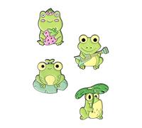 SUPVOX 4pcs Cute Frog Alloy Brooch Pins Set, Creative Decorative Clothes Badge Accessories for Women and Girls, Painted Cartoon Guitar Frog Lapel Pins for Casual Wear and Crafting