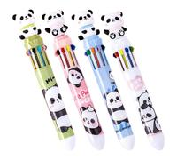 SUPVOX 4pcs Cute Panda Ballpoint Pens 0.5mm Fine Tip Multi-color Set with Wear-resistant Ink for Students School Classroom Reward and Party Supplies