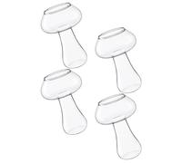 SUPVOX 4pcs Glass Mushroom Cups Set, Layered Beverage Glasses for Cocktail, Juice, Whiskey Party Drinkware, Creative Mushroom-Shaped Drinking Glasses for Entertaining
