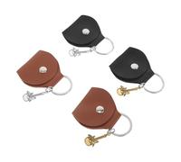SUPVOX 4pcs Guitar Pick Holder Case with Artistic Pendant Portable PU Plectrum Storage Organizer Keychain for Musicians Lightweight Pick Bag for Practice Rehearsal and Gig Use