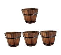 SUPVOX 4pcs Half Whiskey Barrel Planter Pot Outdoor Barrel Planter Box Wood Pots for Garden