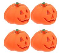SUPVOX 4pcs Halloween Pumpkin Pet for Small Dogs, Soft Plastic Squeaky Chew Designed for Dental Health and Gums Massage, Sturdy Bite Resistant Training