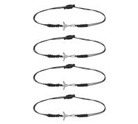 SUPVOX 4PCS Handmade Braided Hockey Sport Bracelets for Men and Boys Adjustable Hockey Wristbands with Woven Charm for Sports Fans and Parties