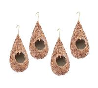 SUPVOX 4pcs Handwoven Straw Hanging Bird Nests Rustic Natural Bird Breeding Hideaway Weather Resistant Shelter for Garden for Budgie Parrot Finch Nesting