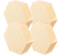 SUPVOX 4pcs Hexagon Pine Wood Slices 5cm X 2cm Thick Unfinished Wood Cutouts for DIY Crafts Painting and Woodcraft Projects
