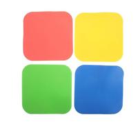 SUPVOX 4pcs High Visibility 9 Inch Flat Square Marker Set for Soccer Training, Non-slip Poly Spot Markers for Agility Drills, Gym and Outdoor Sports Field Equipment