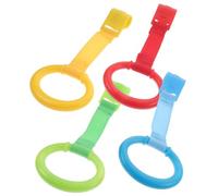 SUPVOX 4pcs Infant Pull Rings for Crib Hanging Lightweight Plastic and Nylon Toddler Walking Assist Rings to Improve Colour Cognition and Standing Practice