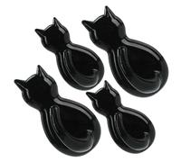 SUPVOX 4pcs Japanese Style Cat Tail Punch-Free Adhesive Wall Hooks Black, Decorative Self-Adhesive Hooks for Kitchen Bedroom Bathroom Storage and Hanging