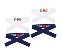 SUPVOX 4pcs Japanese Warrior Headband Set, White Victory and Blue Mythical Creature Pattern Tie-back Sweatbands, Japanese Style Sports Hairbands for Karate, Yoga, Cooking, and Martial