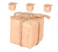 SUPVOX 4pcs Kraft Paper Mini House Models Boxes for Dollhouse Festival Decor Vintage Style Birthday Miniature Treat Boxes Interactive DIY Ornaments for Home Layout