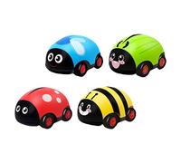 SUPVOX 4Pcs Ladybug Shaped Pull Back Car Friction Powered Cartoon Vehicles for Cognitive Development Imaginative Play Random Styles Included Random Color