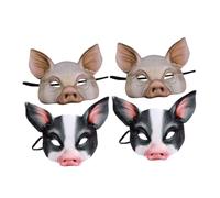 SUPVOX 4pcs Lightweight Half Face Cosplay Mask for Costume Party Carnival Masquerade Festival Dress Up with Playful Cartoon Design White and Black
