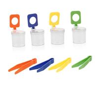 SUPVOX 4pcs Magnifier Container with High Transparency Insect Viewer Boxes for Outdoor Exploration and Learning Lightweight Observation Jars with Tweezers