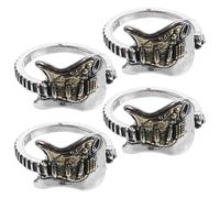 SUPVOX 4pcs Men’s Adjustable Electric Guitar Punk Rings Open Band Gothic Finger Rings Vintage Style Cool Rock Jewelry for Men