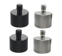 SUPVOX 4pcs Mic Stand Adapter 1/4 Inch to 5/8 Inch for Microphone Stands and Tripods Black and Silver Set for Musicians and Filmmakers