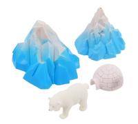 SUPVOX 4pcs Mini Igloo Model with Lifelike Arctic Animal Figurines Realistic Snow House Decorations for Dollhouse Winter Diorama Landscape Accessories for Boys