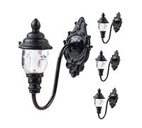 SUPVOX 4pcs Mini Landscape Wall Lamp Model DIY Light Adornment for Sand Table Black with White Light for Dollhouse Decor and Miniature Scene Lighting