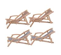 SUPVOX 4pcs Miniature Beach Chair Model Realistic Dollhouse Accessories Wooden Lounge Chair for Coastal Decorations for Summer Cake Display and Office Decor