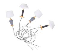 SUPVOX 4pcs Miniature Dollhouse LED Table Lamps Vintage Bedside Lights Model Micro Landscape Accessories for Architectural Models and Dioramas Easy Installation Display Ready
