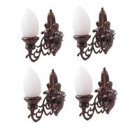 SUPVOX 4pcs Miniature Luminous Wall Lamps Retro Sand Table DIY Decor for Mini Houses Warm Yellow Light Compact Design for Micro Landscape Decoration